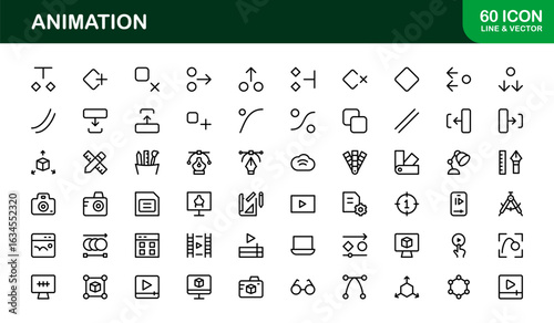 Dynamic Animation Line Icon Collection: Professional Vector Set for Creative Motion Design