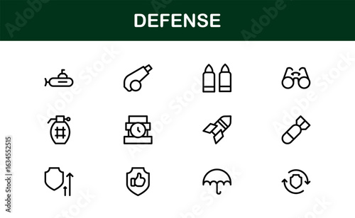 Dynamic Defense Line Icon Pack: Modern Vector Icons for Military and Safety Themes