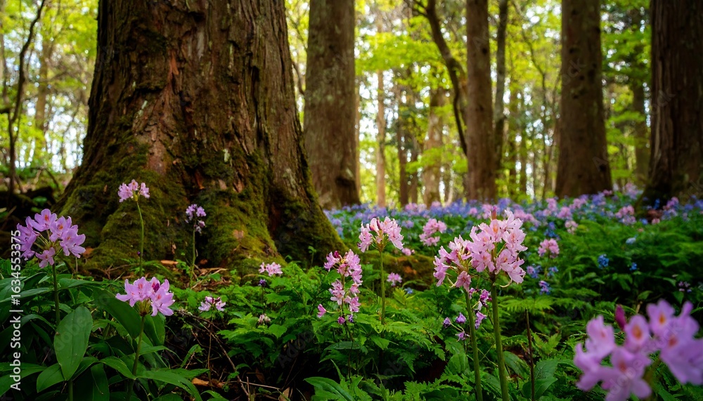 Fototapeta premium Flowers bloom in forest