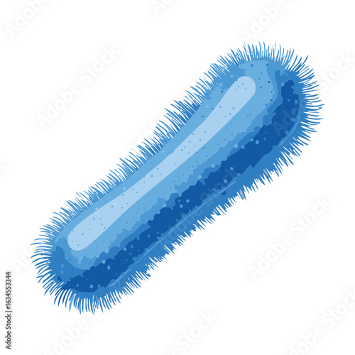 Blue Fuzzy Bacteria Cell with Round Ends