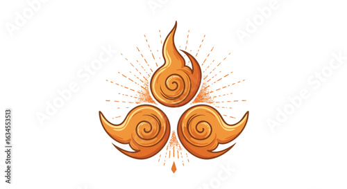 Vector Illustration of Flame Symbols in Modern Organic Style with Warm Orange and Brown Colors for Dynamic Design