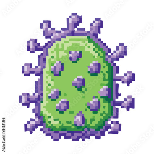 Pixel Art Green Virus Microorganism Illustration