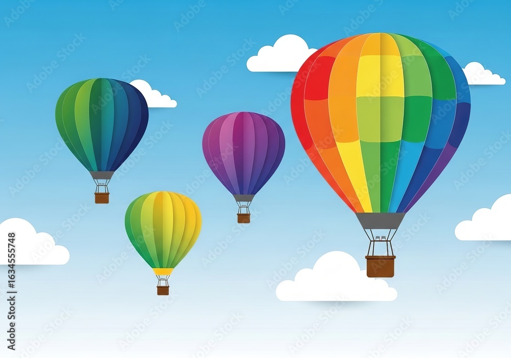 Naklejka premium Illustration of colorful hot air balloons fly