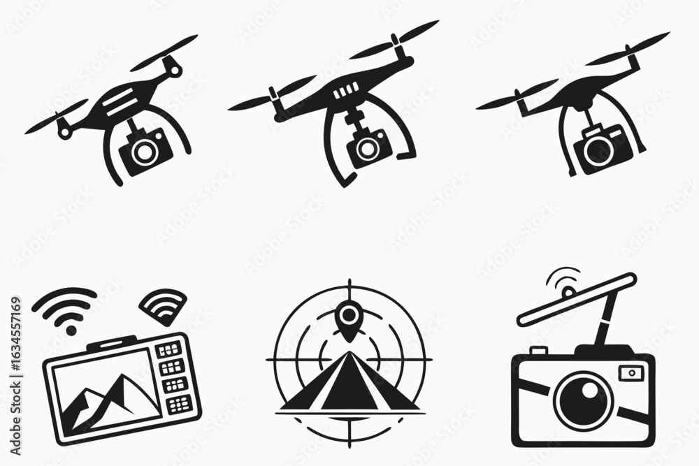 Fototapeta premium Drone Technology and Aerial Photography Icons.