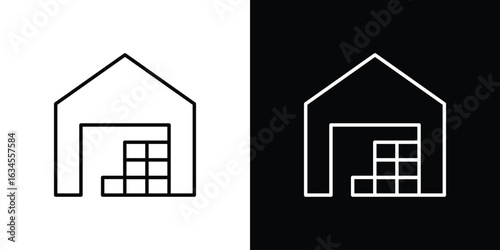 Warehouse icon art Illustrations. premium line icons