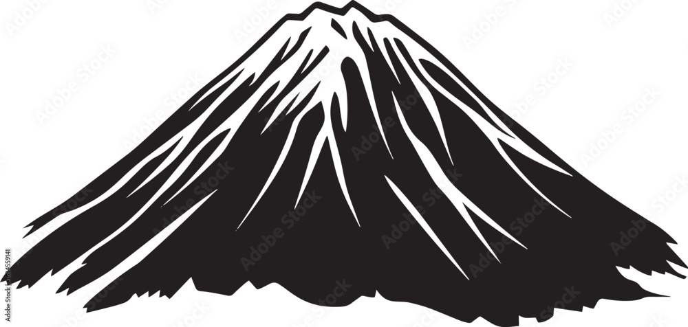 Fototapeta premium Volcanic Mountain clean simple vector silhouette black vector illustration