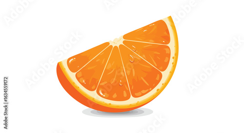 Vector Illustration of Orange Slice in Modern Minimalist Style with Bright Orange and White Colors for Fresh Fruit Design