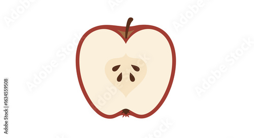 Minimalist Vector Illustration of an Apple Half with Natural Colors and Organic Style