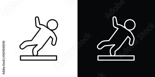 Slippery floor icon art Illustrations. premium line icons