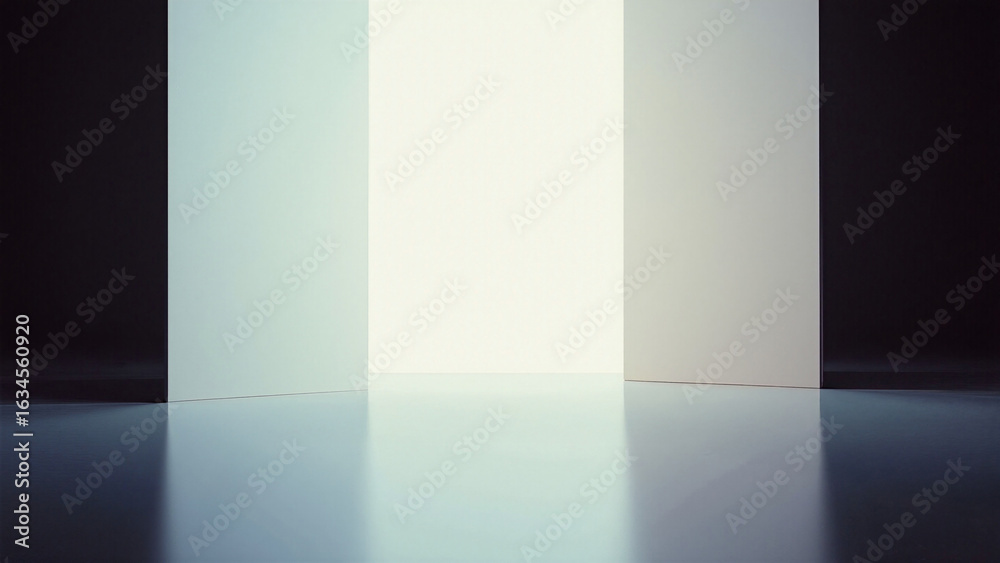 Fototapeta premium Minimal Futuristic Space with Bright Backlit Panels and Smooth Floor