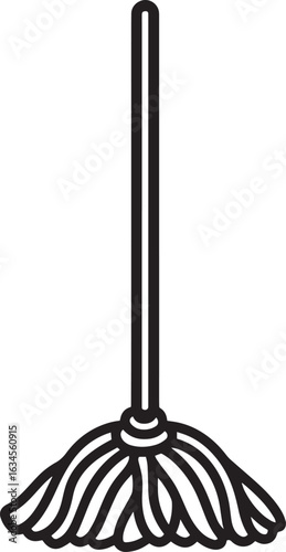 black and white mop cleaning equipment clip art preview