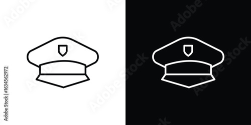 Police cap icon art Illustrations. premium line icons