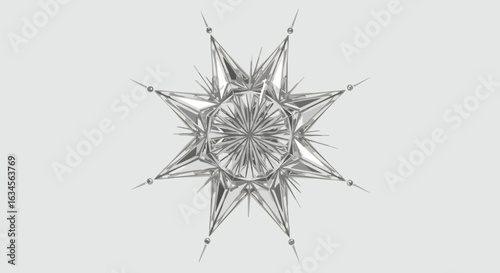 Vector Geometric Starburst Pattern in Monochrome Style with Sharp Angular Elements
