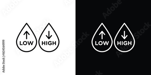 Low and high cholesterol icon art Illustrations. premium line icons