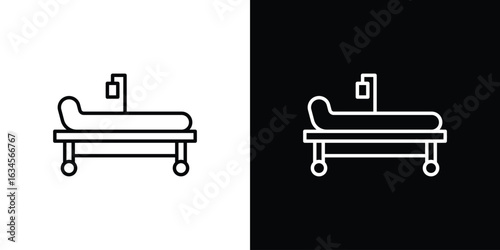 Hospital bed icon art Illustrations. premium line icons
