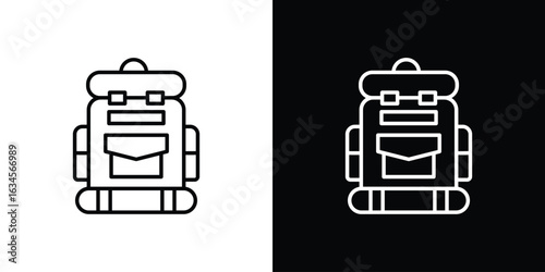 Hiking backpack icon art Illustrations. premium line icons