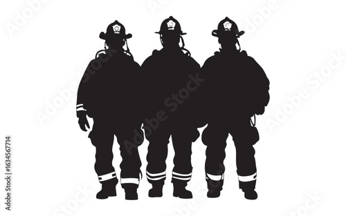 Firefighter Walking Silhouette Vector Brave Hero Holding Helmet Graphic Art