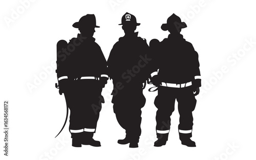 Firefighter Walking Silhouette Vector Brave Hero Holding Helmet Graphic Art