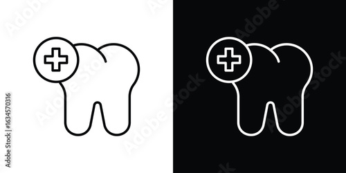 Dental care icon art Illustrations. premium line icons