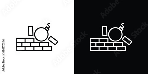 Demolition icon art Illustrations. premium line icons