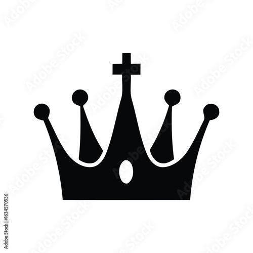 Black crown vector illustration royal headwear king queen symbol regal icon isolated graphic
