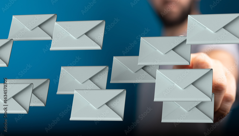 Abstract image of emails flying towards a hand, symbolizing digital communication, inbox, email marketing. Abstract image of emails flying towards a hand, symbolizing digital communication, inbox, email marketing.
