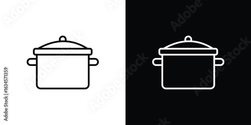 Cooking pot icon art Illustrations. premium line icons