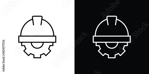 Construction worker icon art Illustrations. premium line icons
