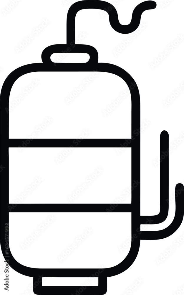 Obraz premium Hot Water Tank Icon – Minimalist Black Outline Vector of Home Appliance and Plumbing System Isolated on White Background