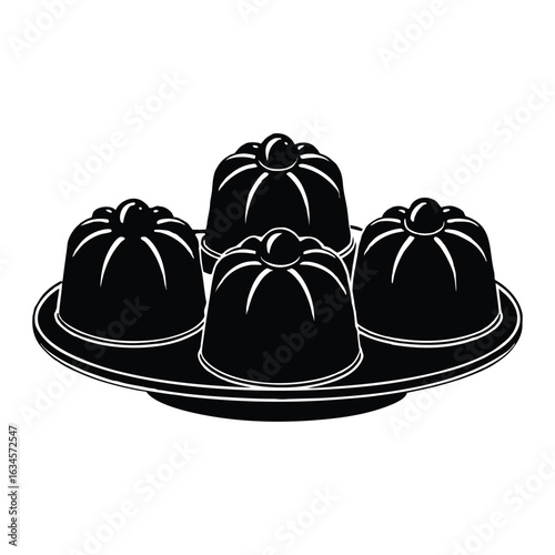 Silhouette of entremets molds isolated on a white background