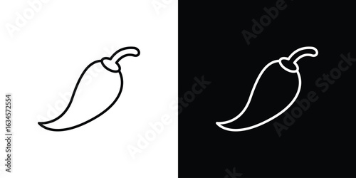 Chili icon art Illustrations. premium line icons