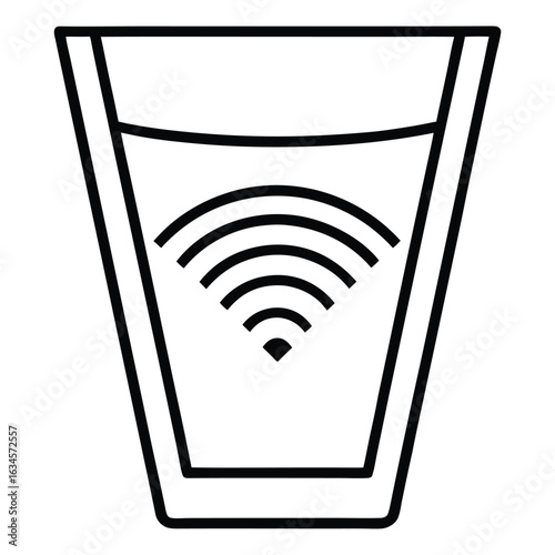 A glass of water with a wi fi signal emanating from within the liquid