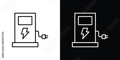 Charging station icon art Illustrations. premium line icons