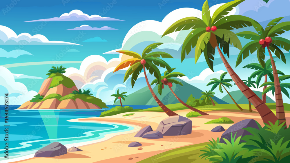 Obraz premium tropical beach with palm trees