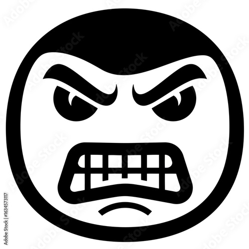 Vector art of angry face emoji isolated on white background