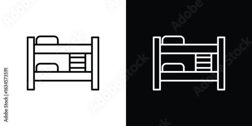 Bunk bed icon art Illustrations. premium line icons