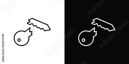 Broken key icon art Illustrations. premium line icons