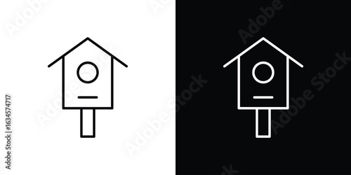 Bird house icon art Illustrations. premium line icons