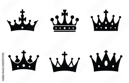 Royal crown collection vector icons regal headwear set majestic symbol graphics