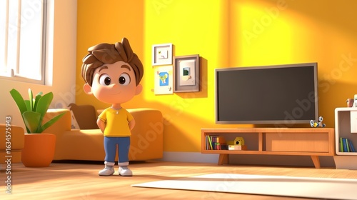 little boy watching tv