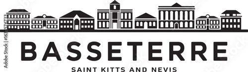 Bassetterre Skyline Silhouette Vector Illustration Saint Kitts and Nevis Capital Cityscape Outline