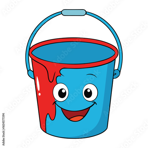A metal paint bucket filled with vibrant color, featuring a sturdy handle and smooth finish, perfect for painting projects and creative home décor work.
