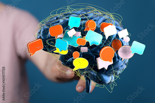 Abstract 3D brain model wit...