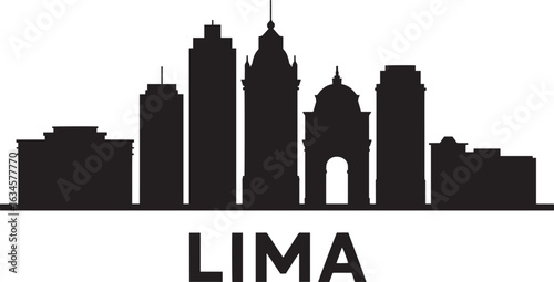 Lima Skyline Silhouette Vector Illustration Peru Cityscape Urban Design Travel Landmark Icon
