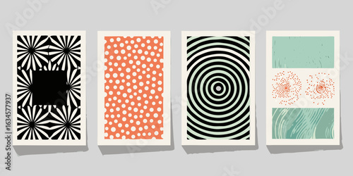 Abstract geometric patterns on vintage posters