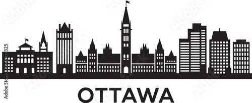 Ottawa Skyline Silhouette Vector Illustration Canada Capital City Urban Landscape Design Element