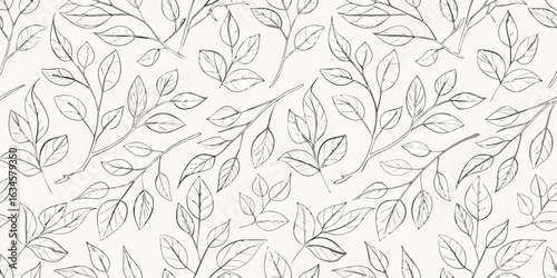 Elegant sketchy leaf pattern on a light background