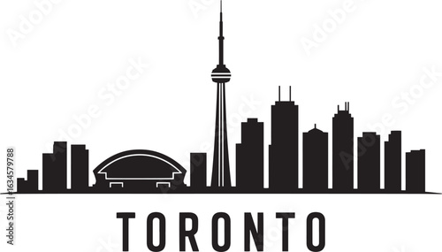 Toronto Skyline Silhouette Vector Illustration Showcasing Urban Landscape and Cityscape Design