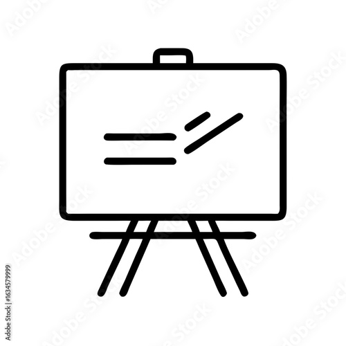 Black easel with blank canvas for art or presentation concept icon  
