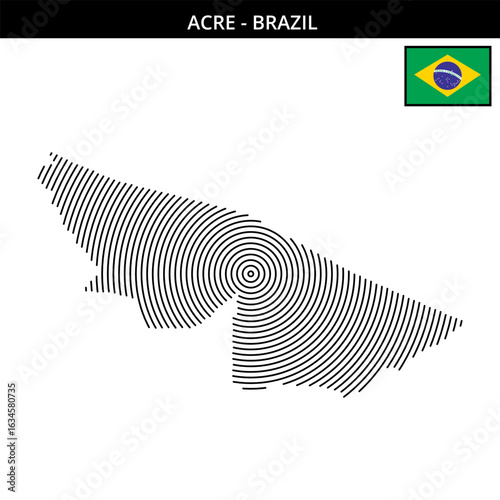 the unique map art of Acre Brazil featuring its flag
